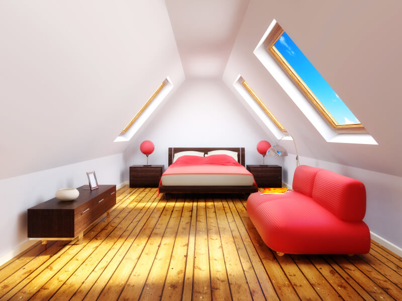 use red color for the attic bedroom.