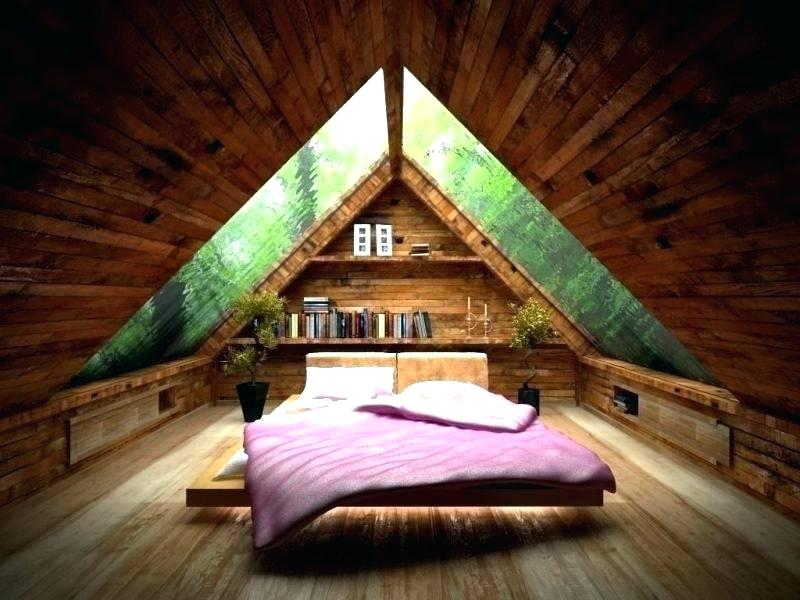 the attic bedroom made by wood.