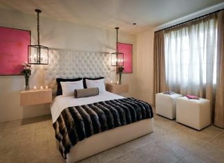 Beautiful Bedroom with Hanging Pendant