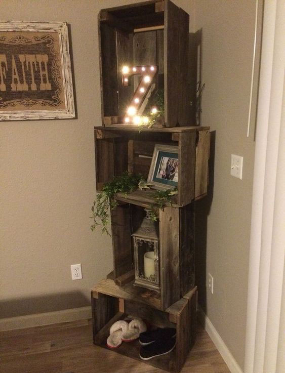 shelf made of rough wood.