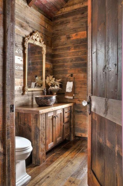 applying rustic bathroom