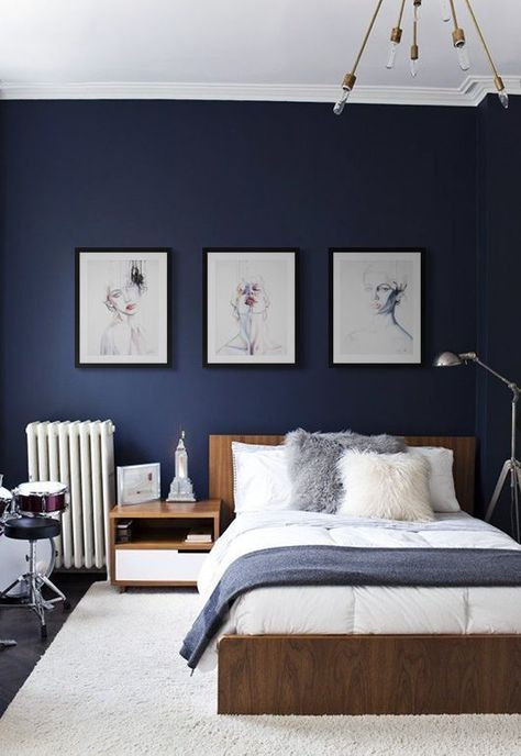 classic blue bedroom