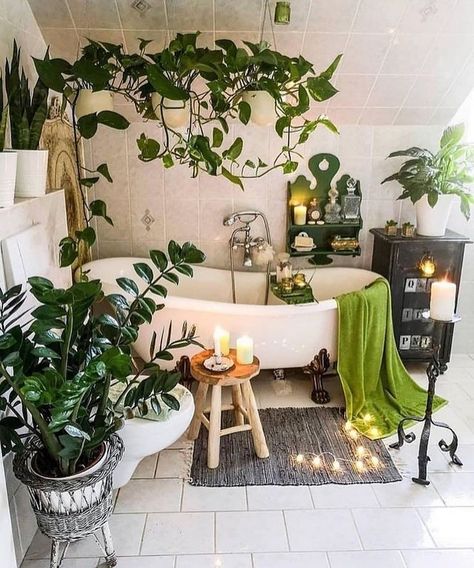 natural bohemian bathroom