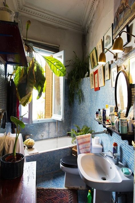 patterned bohemian bathroom