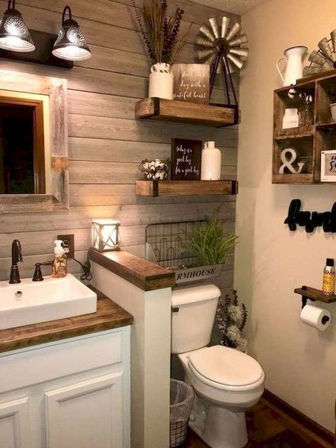 rustic small bathroom