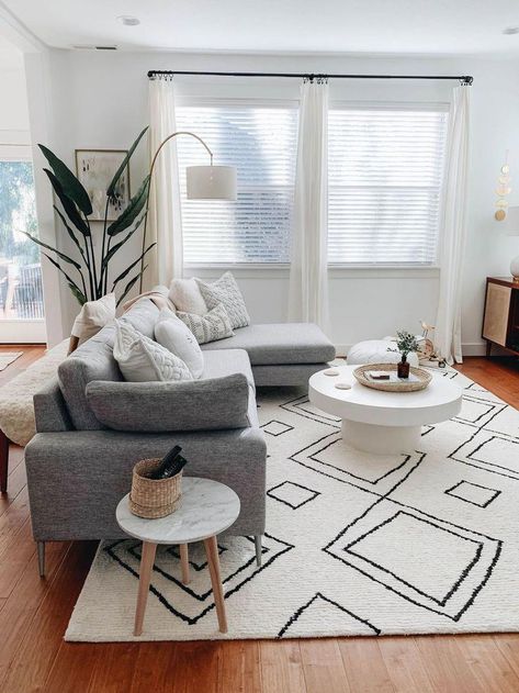 scandinavian living room with rugs