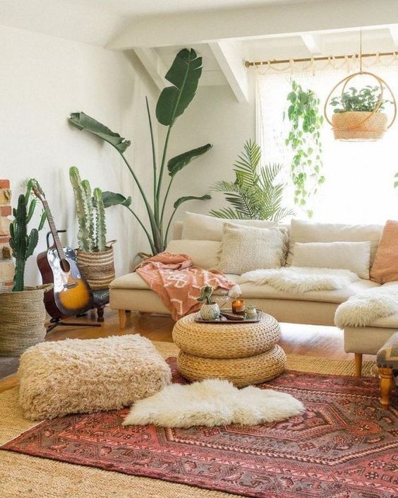 natural bohemian living room