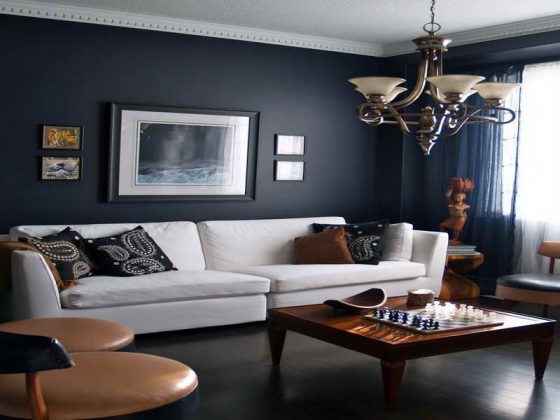 Stormy Gray And Navy Blue Living Room