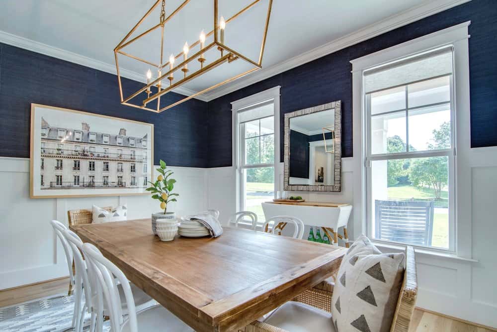 navy blue dining room