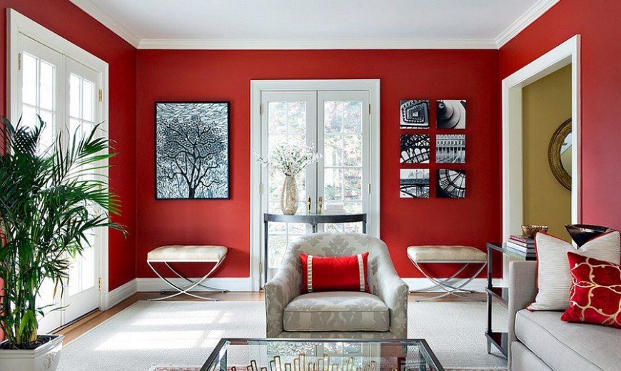 red living room interior
