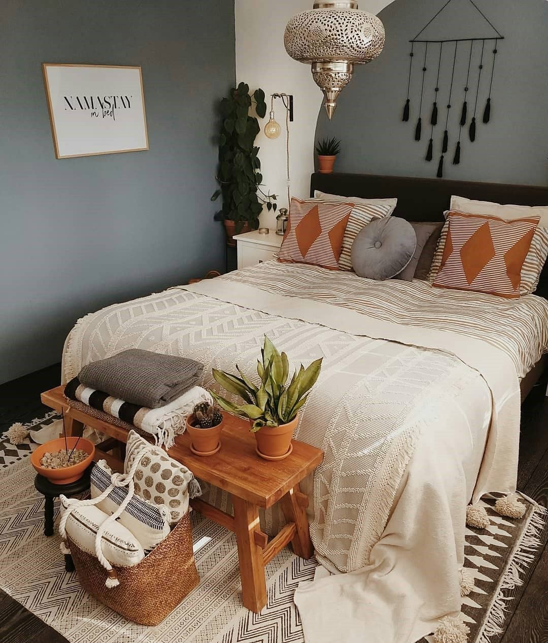 Grey Bohemian Bedroom Design