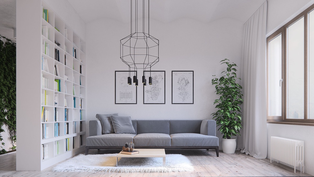 Minimalist Living Room with Mini Library