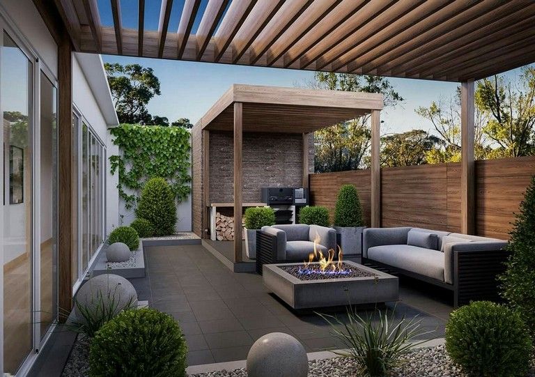Rooftop Garden With Fireplace
