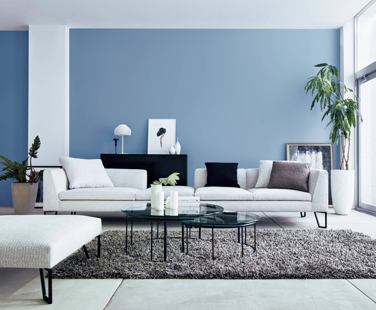 Blue and White Living Room