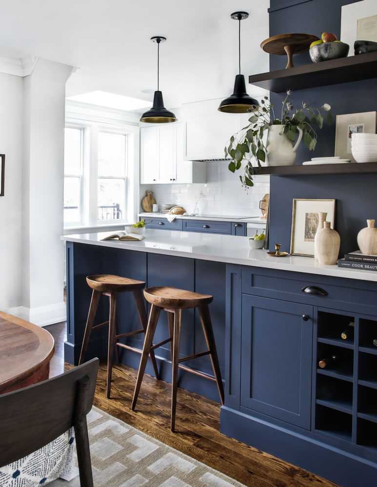 Navy Blue Combination with Wood Elements