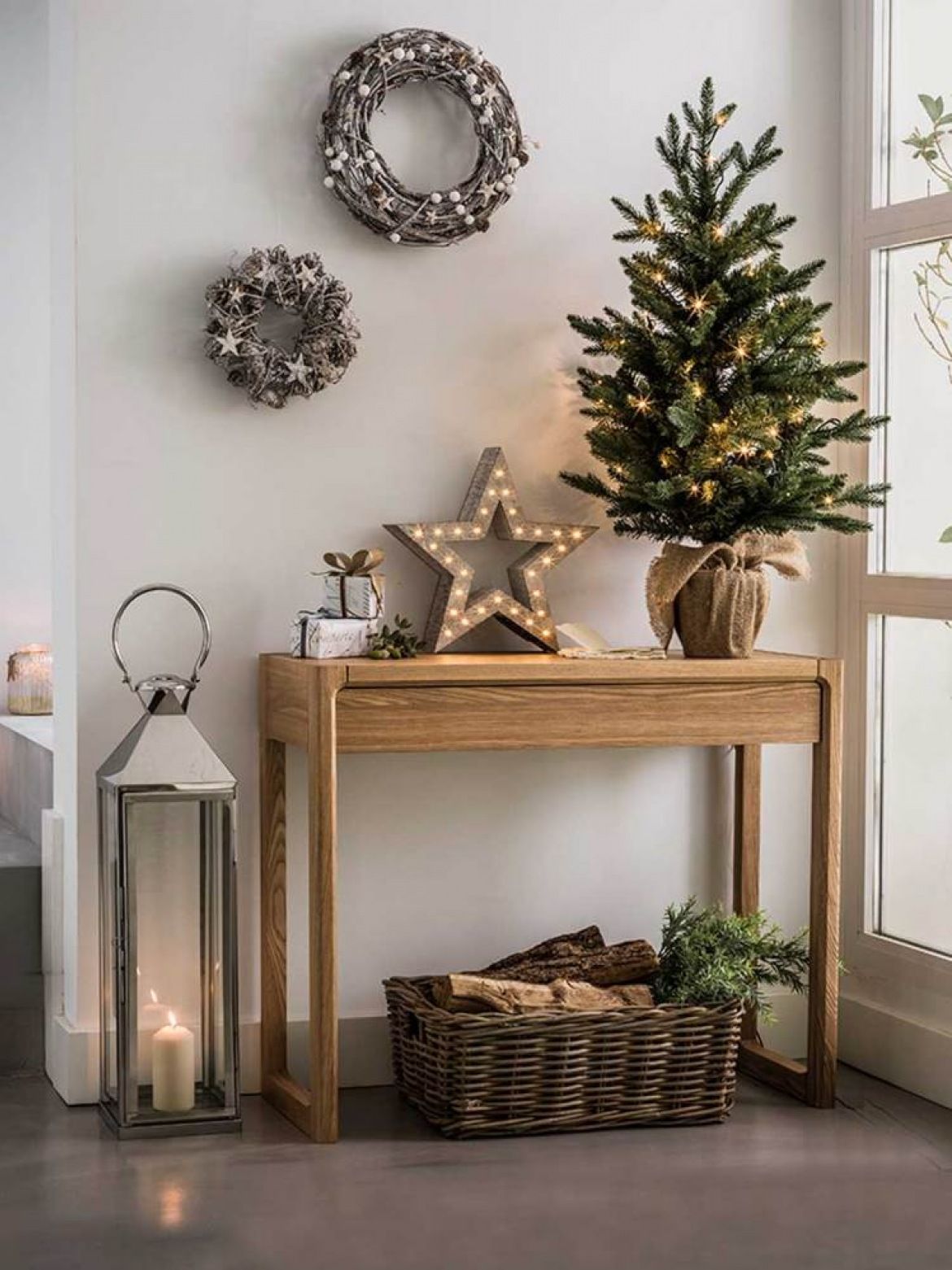 Rustic Christmas Tree for Console Table