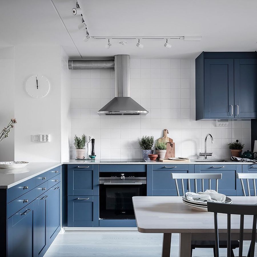 Scandinavian Blue and White Kitchen