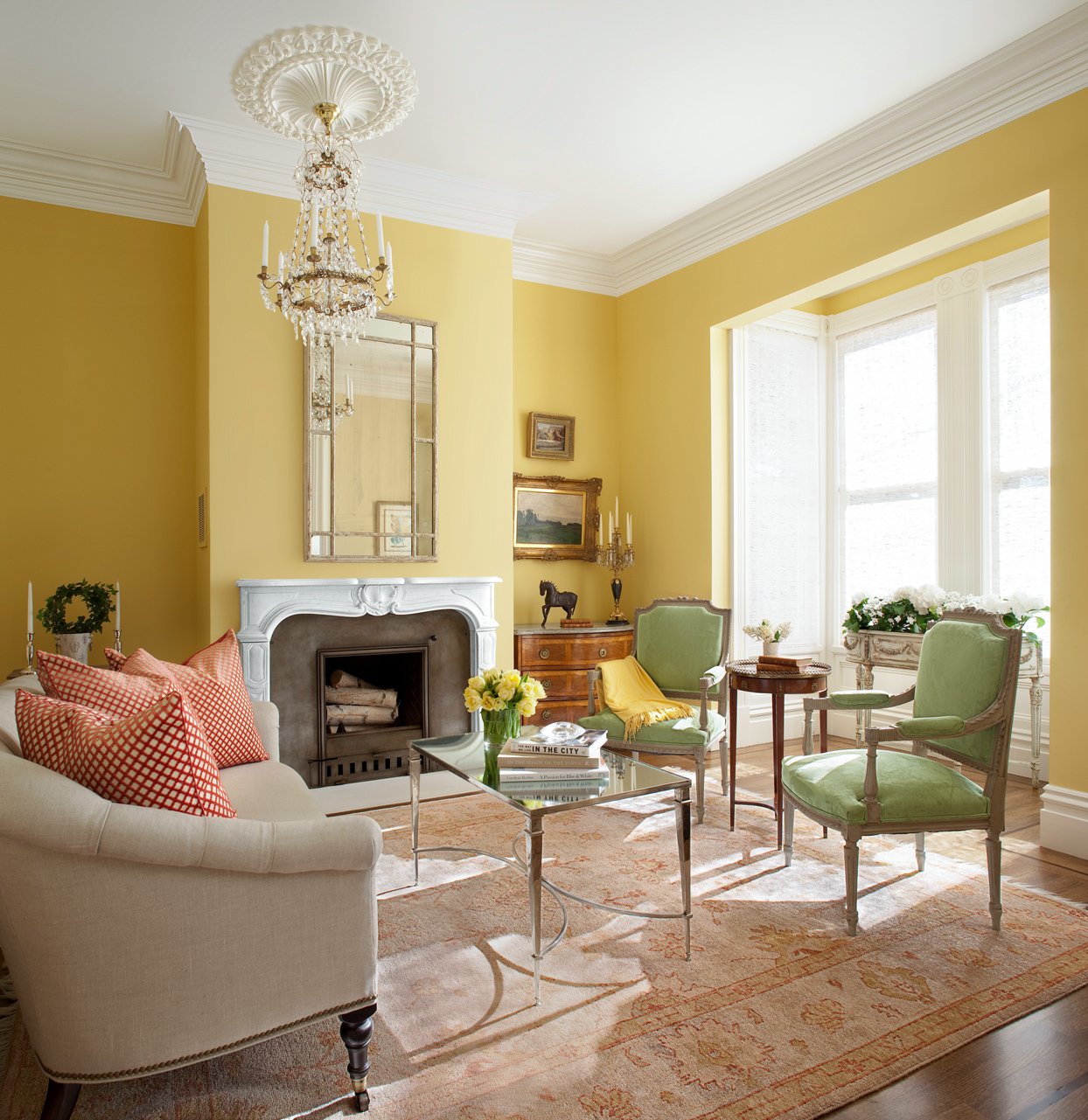 Create a Yellow Living Room with Gold Accents