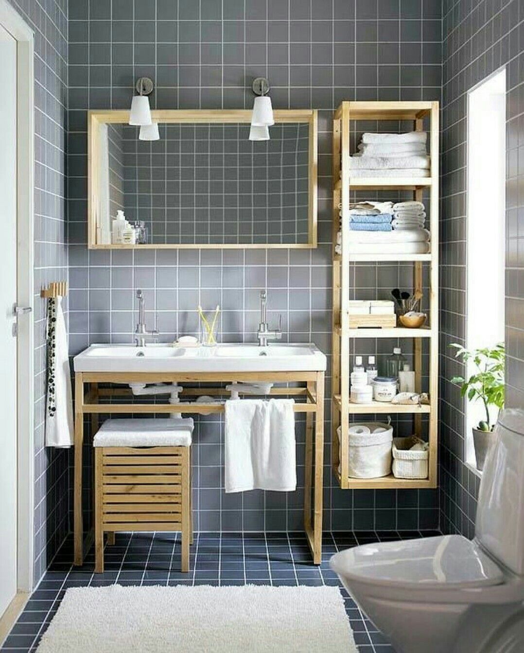 Create an Open Shelf in the Bathroom Interior