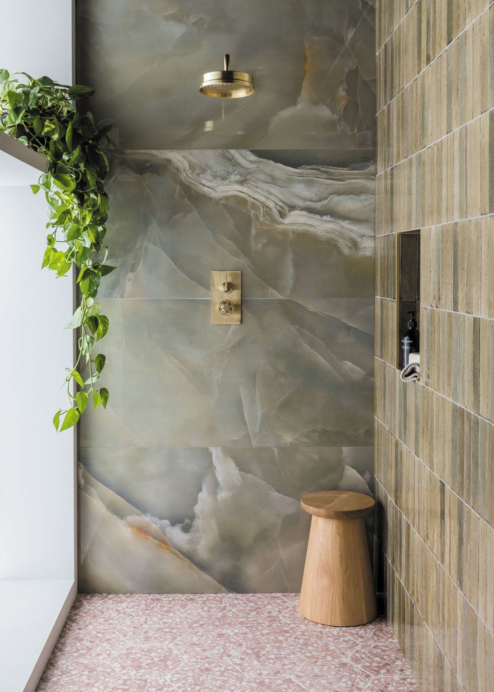 Natural Bathroom with Pothos and Scindapsus Plants