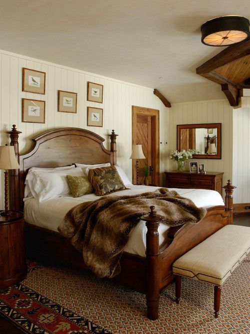 Warm Cozy Bedroom with Vintage Bed Frame