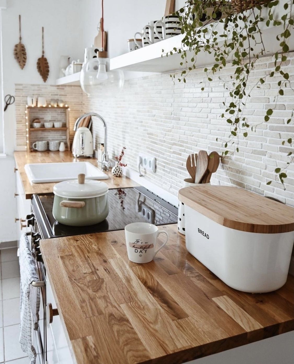 Minimalist Kitchen with Wooden Countertops