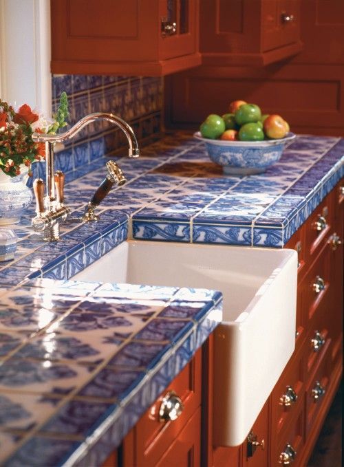 Patterned Tile Countertops for A Classic Kitchen