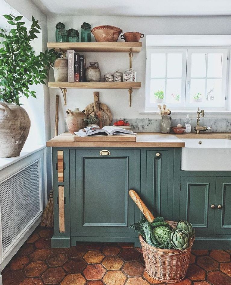 Hexagonal Tiles And Wooden Accents