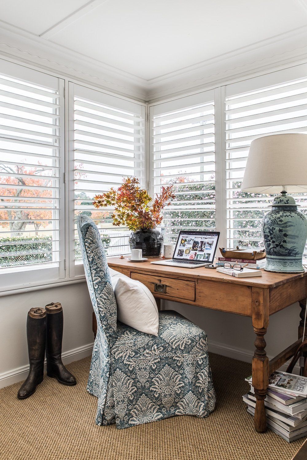 Vintage Home Office with Window Shutters