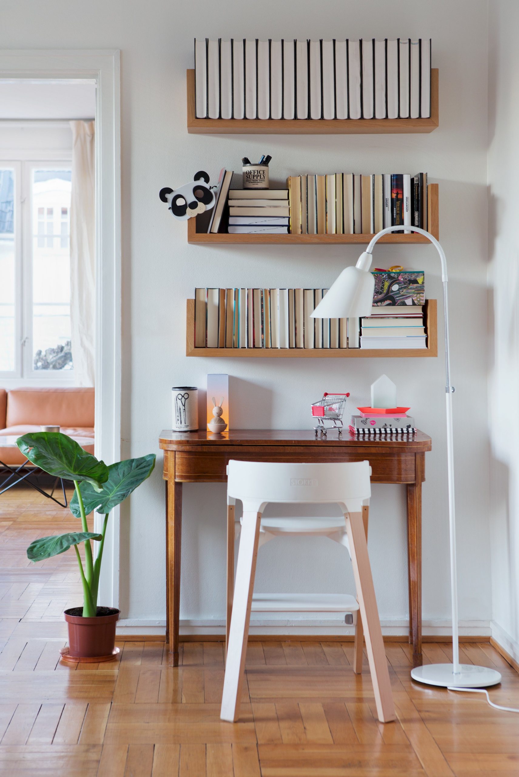 Simple Study Area with Wall Shelves