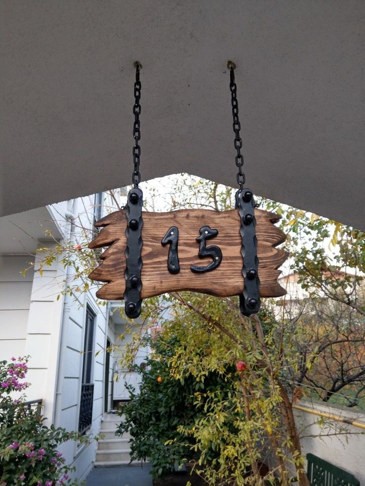 Hanging Rustic House Number Sign