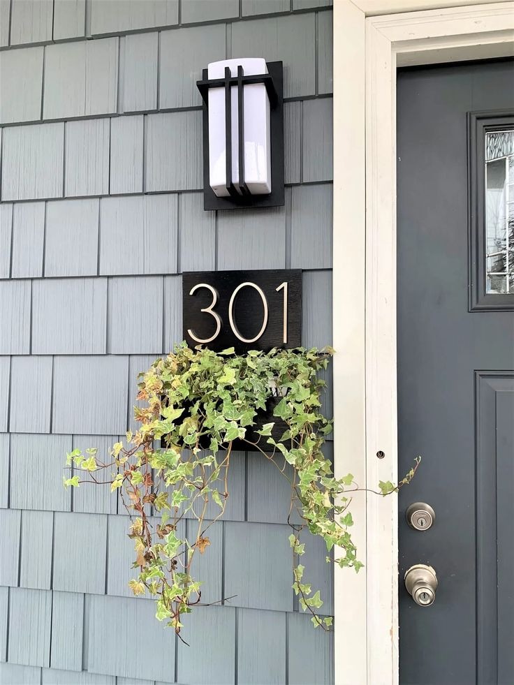 Modern House Number Sign with Planter Box